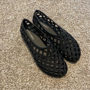 Jeffrey Campbell Jellz Jelly flats Matte black 9 boho resort beach casual
